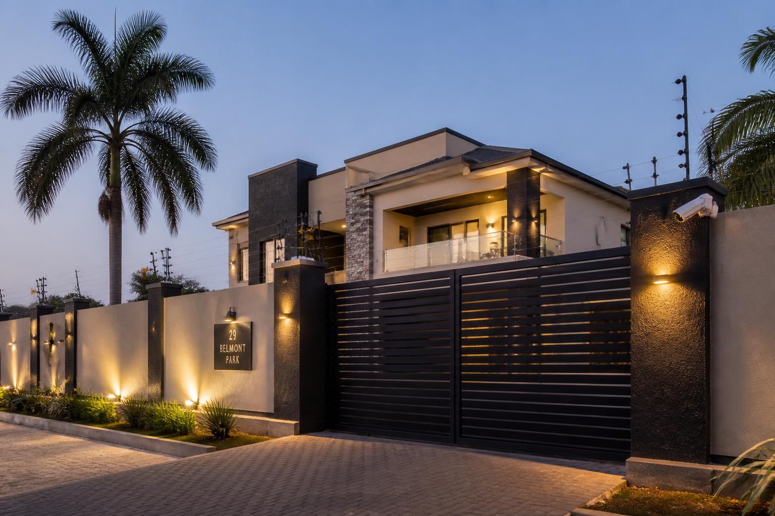 Premium Ghanaian home secured with CCTV, electric fence and automated gate